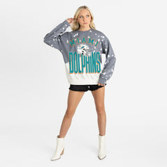 Miami Dolphins Gameday Couture Women's Arch Rivals Faded Wash Sweatshirt - Gray - NFL