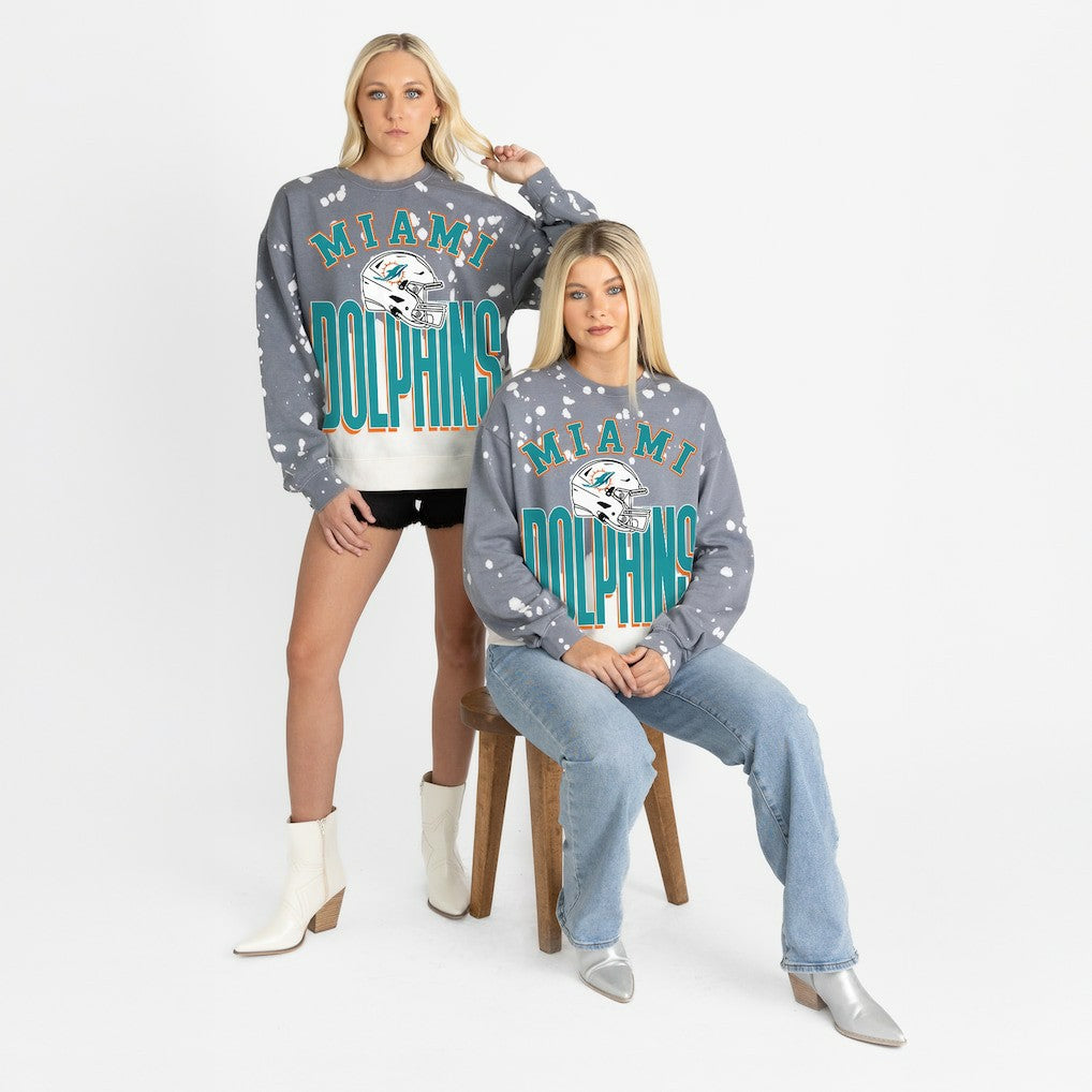 Miami Dolphins Gameday Couture Women's Arch Rivals Faded Wash Sweatshirt - Gray - NFL