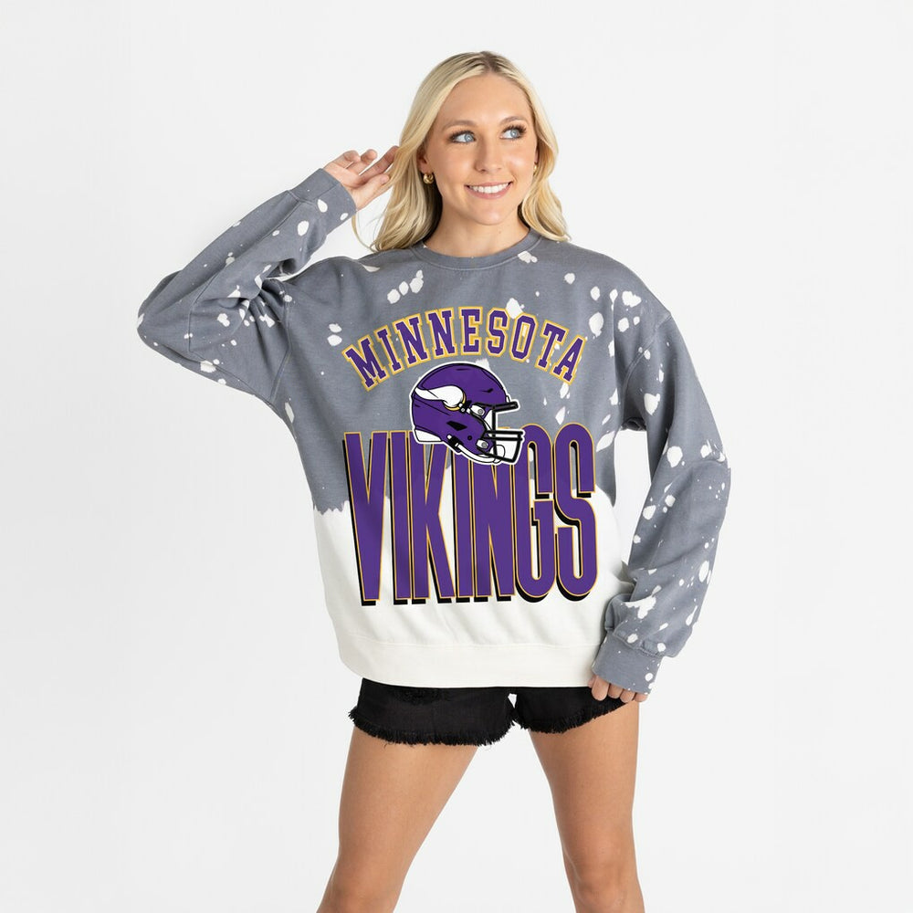 Minnesota Vikings Gameday Couture Women's Arch Rivals Faded Wash Sweatshirt - Gray - NFL