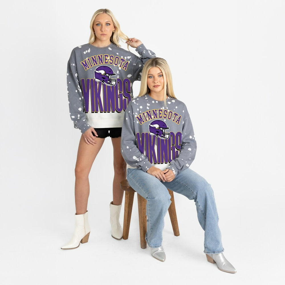 Minnesota Vikings Gameday Couture Women's Arch Rivals Faded Wash Sweatshirt - Gray - NFL