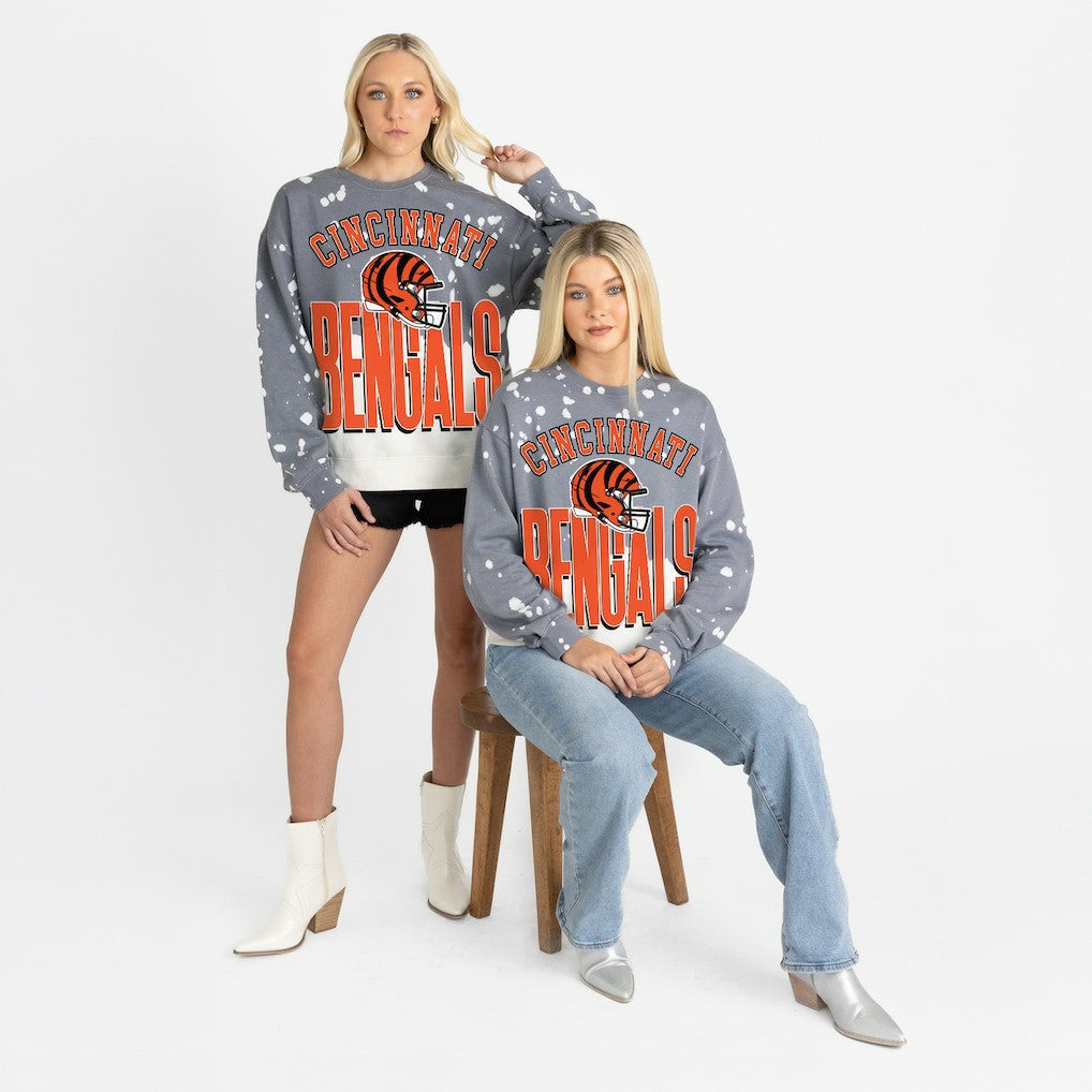 Cincinnati Bengals Gameday Couture Women's Arch Rivals Faded Wash Sweatshirt - Gray - NFL