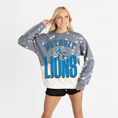 Detroit Lions Gameday Couture Women's Arch Rivals Faded Wash Sweatshirt - Gray - NFL
