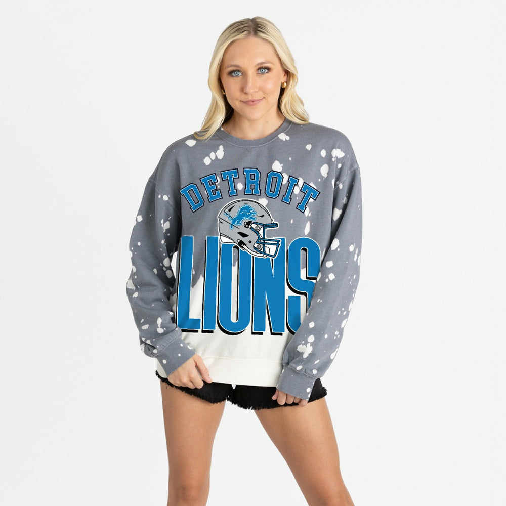 Detroit Lions Gameday Couture Women's Arch Rivals Faded Wash Sweatshirt - Gray - NFL