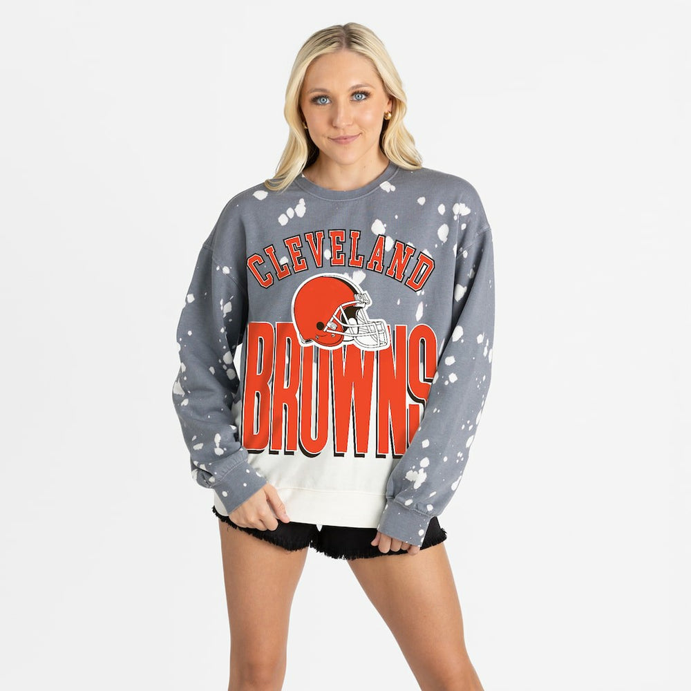 Cleveland Browns Gameday Couture Women's Arch Rivals Faded Wash Sweatshirt - Gray - NFL