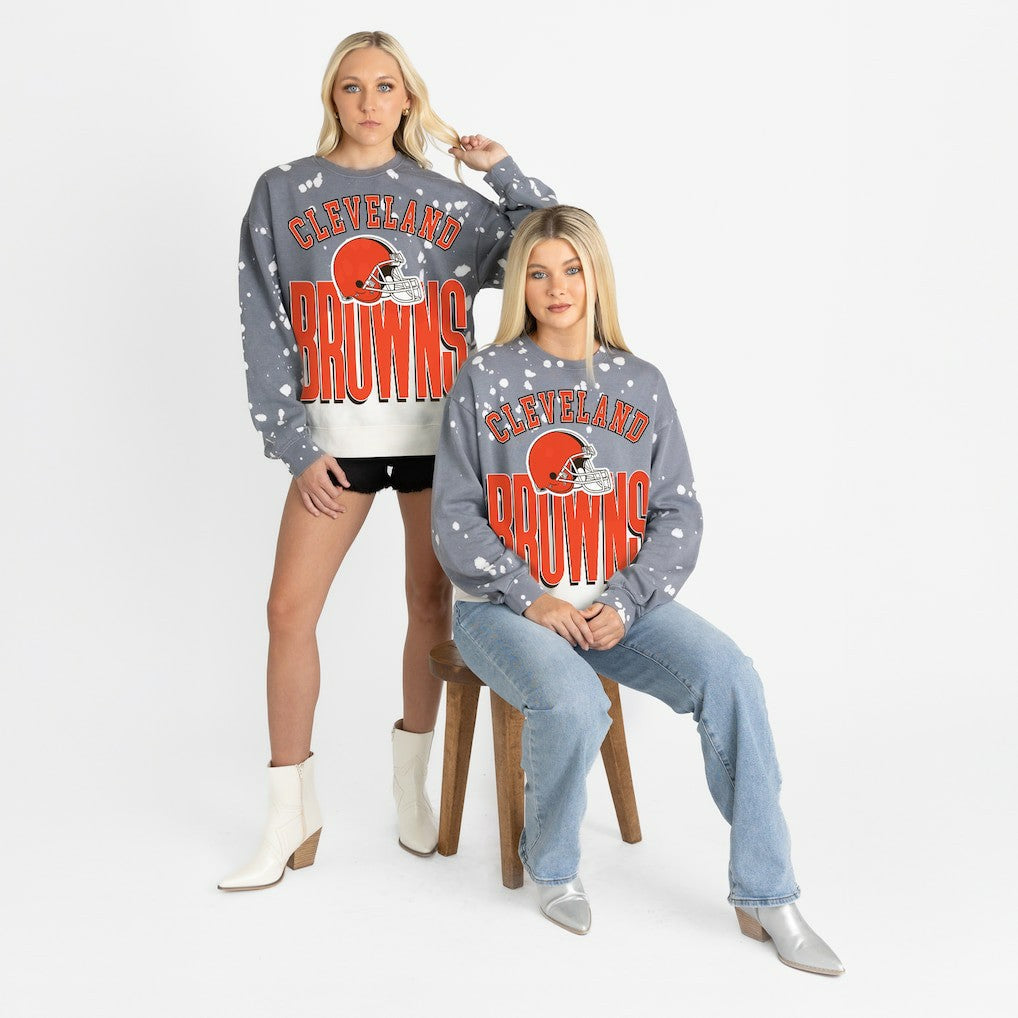 Cleveland Browns Gameday Couture Women's Arch Rivals Faded Wash Sweatshirt - Gray - NFL