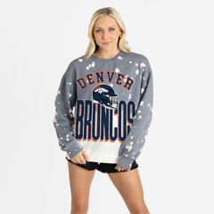 Denver Broncos Gameday Couture Women's Arch Rivals Faded Wash Sweatshirt - Gray - NFL