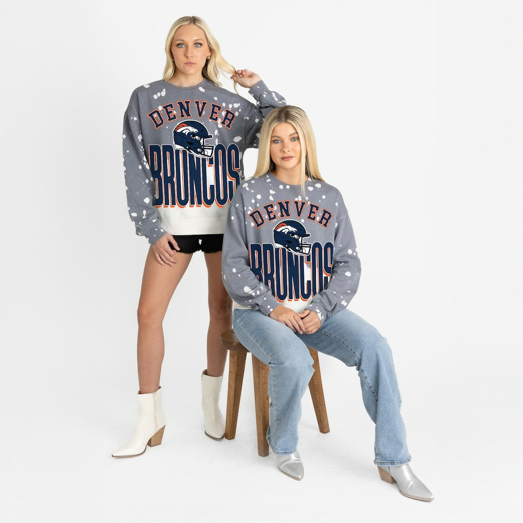 Denver Broncos Gameday Couture Women's Arch Rivals Faded Wash Sweatshirt - Gray - NFL