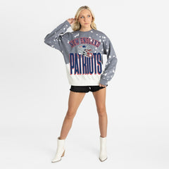 New England Patriots Gameday Couture Women's Arch Rivals Faded Wash Sweatshirt - Gray - NFL
