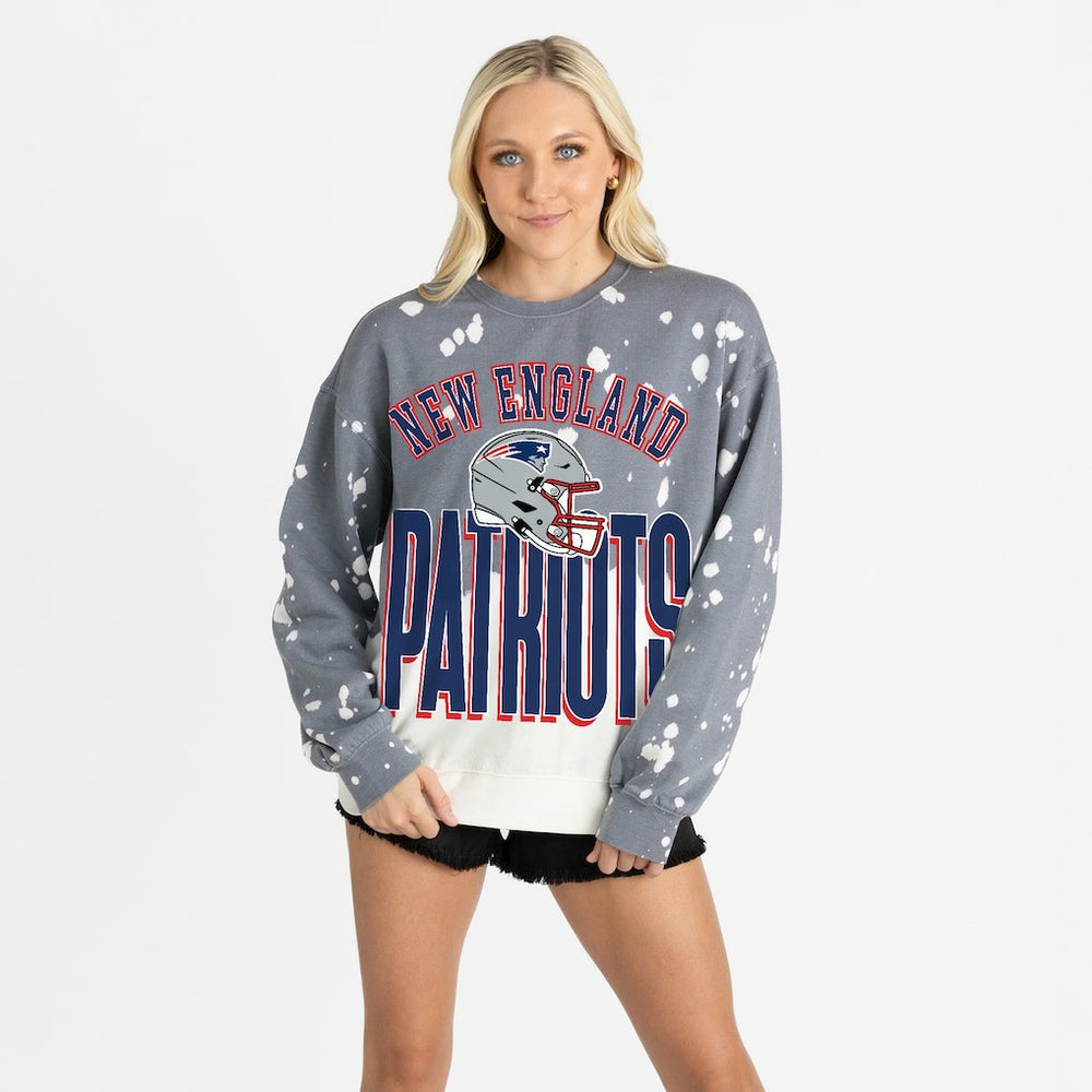 New England Patriots Gameday Couture Women's Arch Rivals Faded Wash Sweatshirt - Gray - NFL