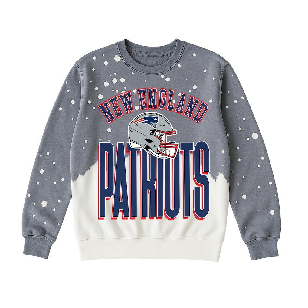 New England Patriots Gameday Couture Women's Arch Rivals Faded Wash Sweatshirt - Gray - NFL
