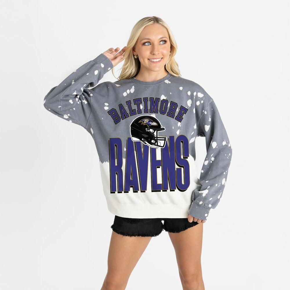 Baltimore Ravens Gameday Couture Women's Arch Rivals Faded Wash Sweatshirt - Gray - NFL