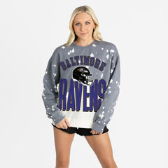 Baltimore Ravens Gameday Couture Women's Arch Rivals Faded Wash Sweatshirt - Gray - NFL