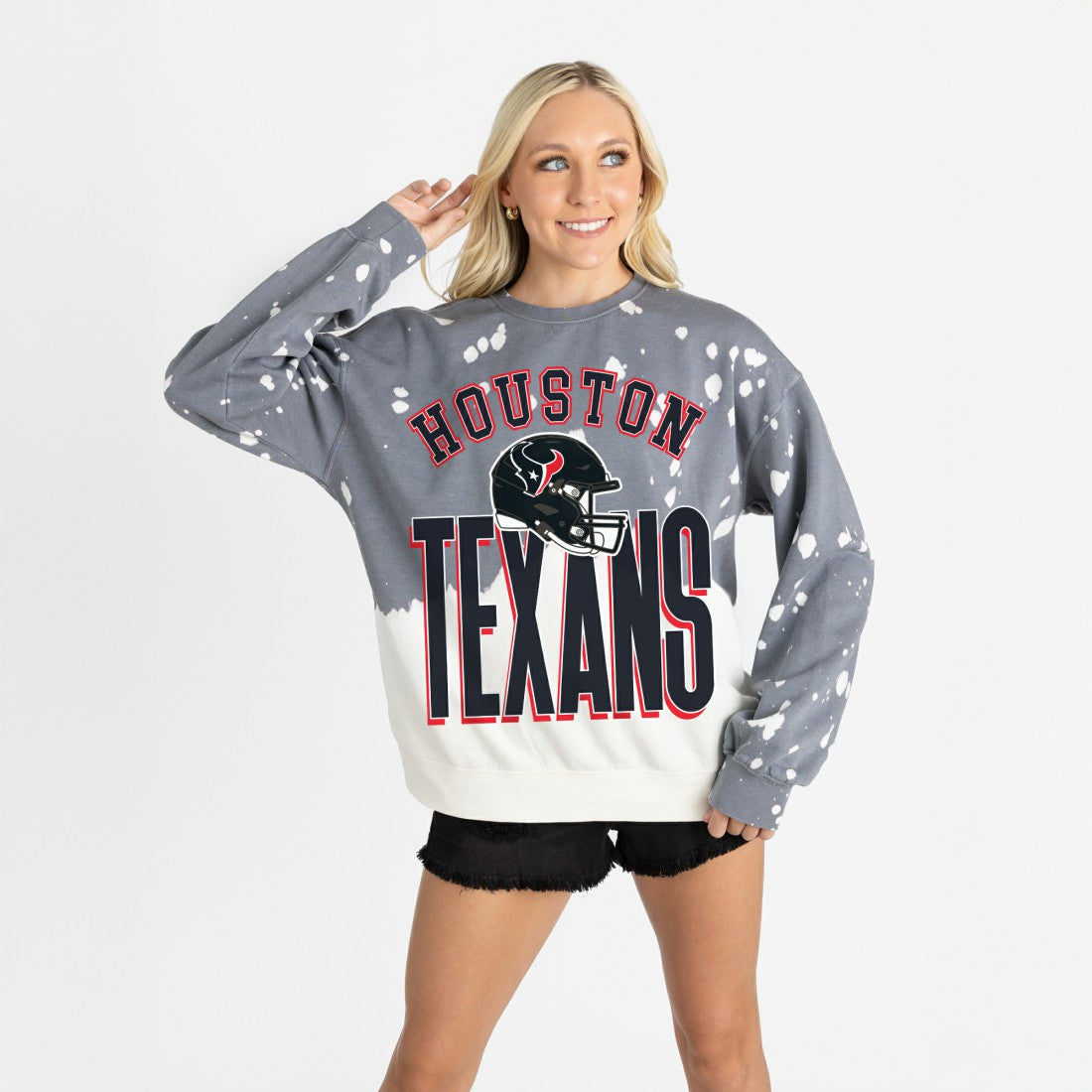 Houston Texans Gameday Couture Women's Arch Rivals Faded Wash Sweatshirt - Gray - NFL