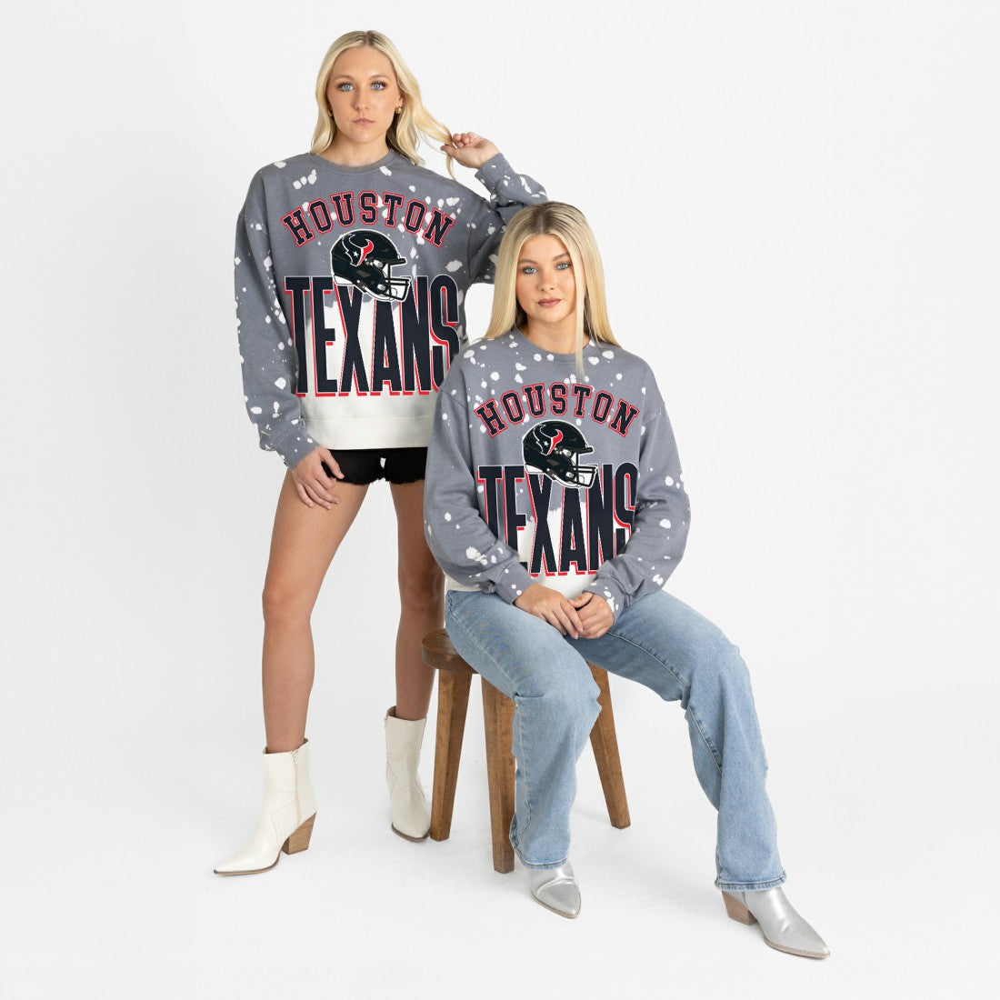 Houston Texans Gameday Couture Women's Arch Rivals Faded Wash Sweatshirt - Gray - NFL