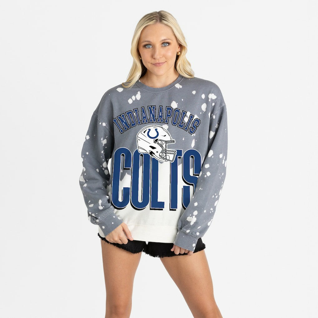 Indianapolis Colts Gameday Couture Women's Arch Rivals Faded Wash Sweatshirt - Gray - NFL