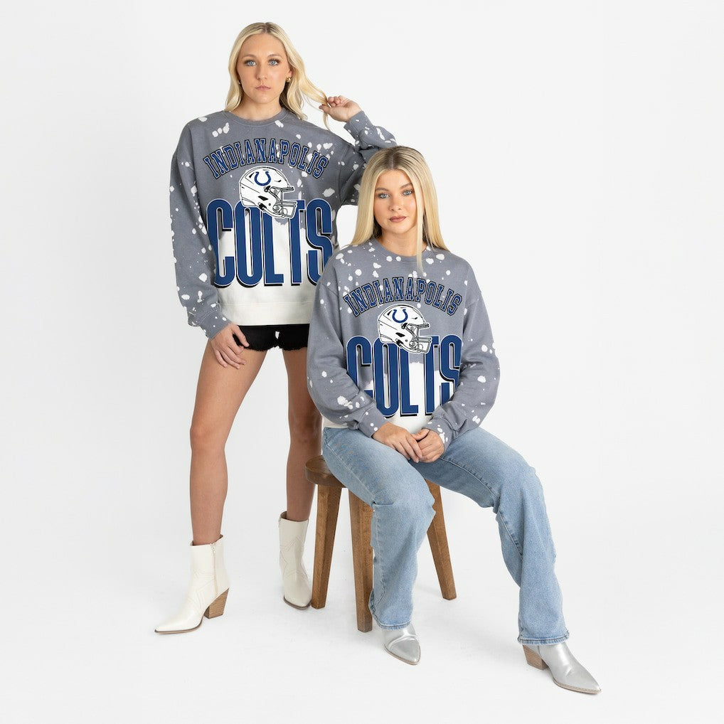 Indianapolis Colts Gameday Couture Women's Arch Rivals Faded Wash Sweatshirt - Gray - NFL