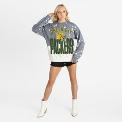 Green Bay Packers Gameday Couture Women's Arch Rivals Faded Wash Sweatshirt - Gray - NFL