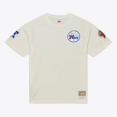 Mitchell & Ness Philadelphia 76ers Hardwood Classics Chainstitch Premium T-Shirt Cream