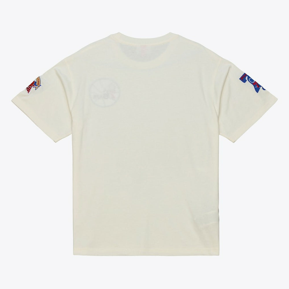 Mitchell & Ness Philadelphia 76ers Hardwood Classics Chainstitch Premium T-Shirt Cream