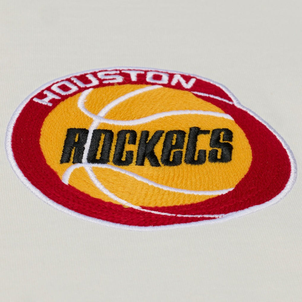 Mitchell & Ness Houston Rockets Hardwood Classics Chainstitch Premium T-Shirt Cream