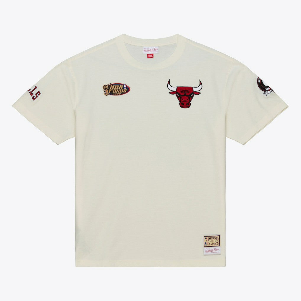 Mitchell & Ness Chicago Bulls Hardwood Classics Chainstitch Premium T-Shirt Cream