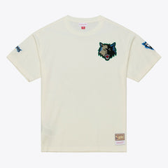 Mitchell & Ness Minnesota Timberwolves Hardwood Classics Chainstitch Premium T-Shirt Cream