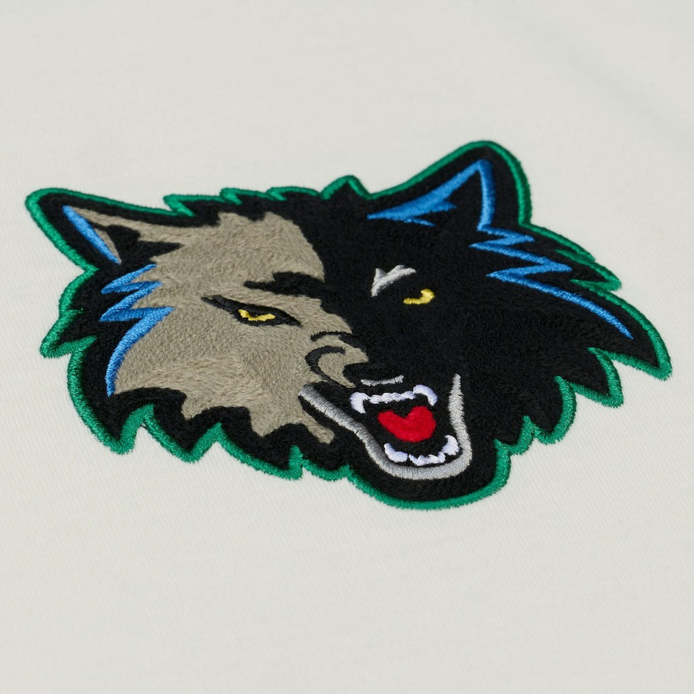 Mitchell & Ness Minnesota Timberwolves Hardwood Classics Chainstitch Premium T-Shirt Cream