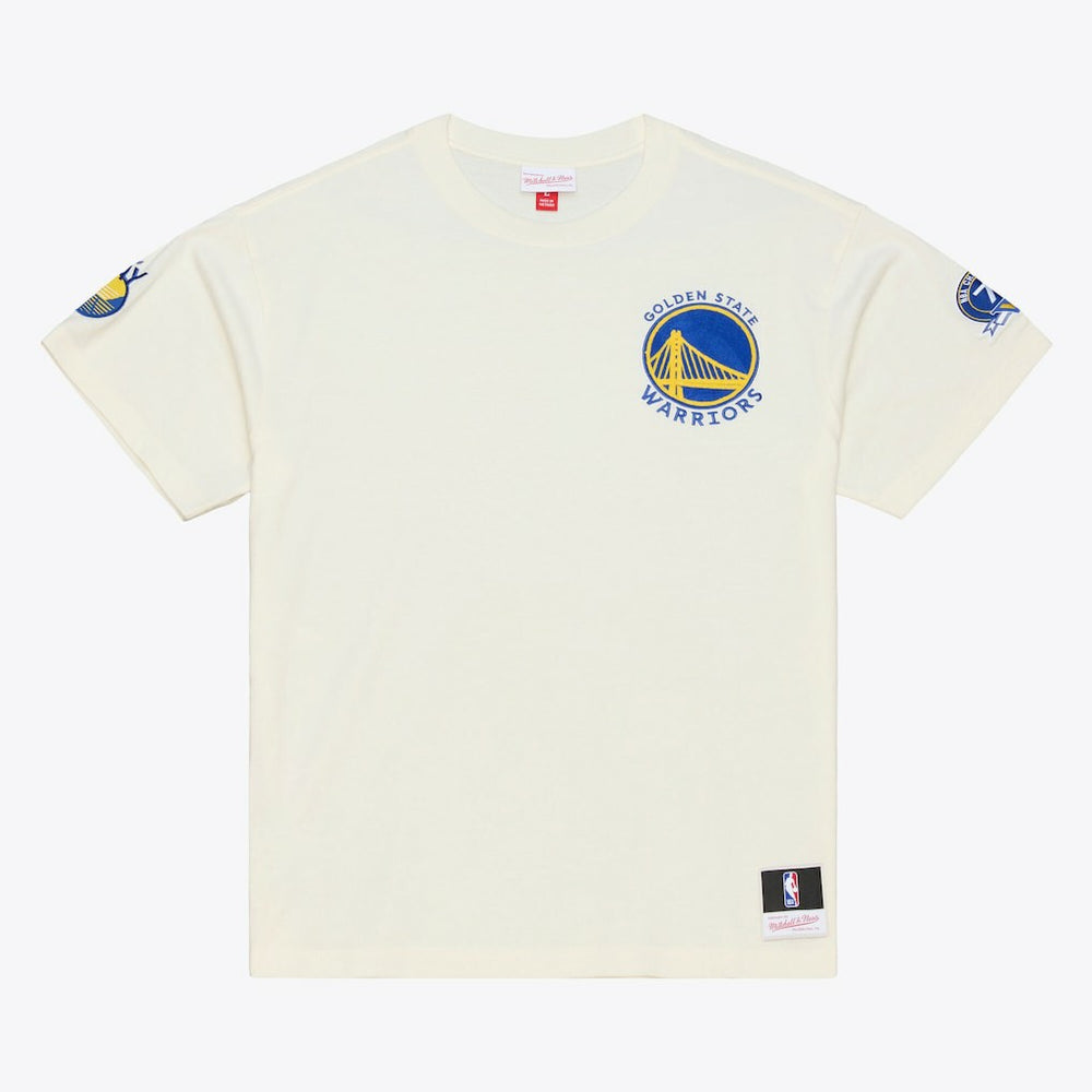 Mitchell & Ness Golden State Warriors Hardwood Classics Chainstitch Premium T-Shirt Cream