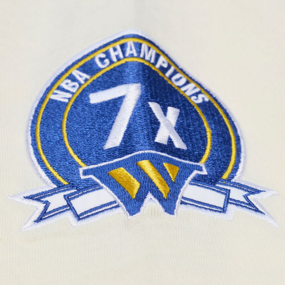 Mitchell & Ness Golden State Warriors Hardwood Classics Chainstitch Premium T-Shirt Cream