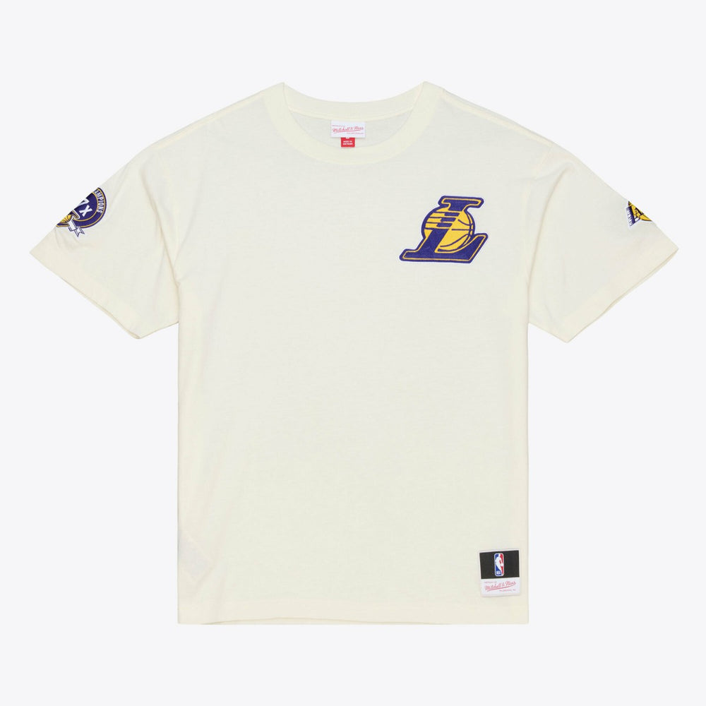 Mitchell & Ness Los Angeles Lakers Hardwood Classics Chainstitch Premium T-Shirt Cream