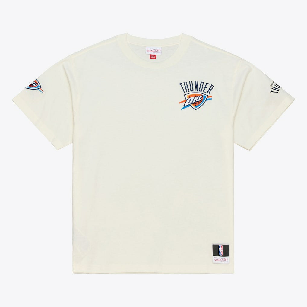 Mitchell & Ness Oklahoma City Thunder Hardwood Classics Chainstitch Premium T-Shirt Cream