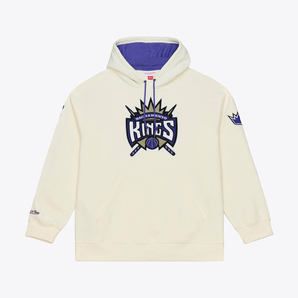 Mitchell & Ness Sacramento Kings Hardwood Classics Chainstitch Premium Fleece Hoodie Cream