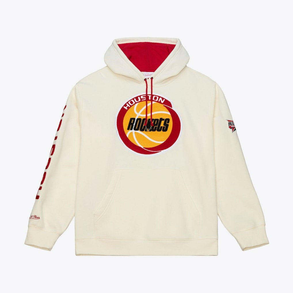 Mitchell & Ness Houston Rockets Hardwood Classics Chainstitch Premium Fleece Hoodie Cream