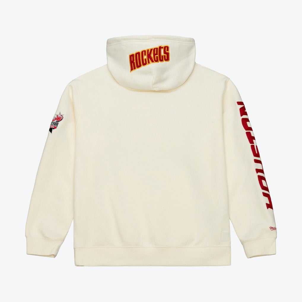 Mitchell & Ness Houston Rockets Hardwood Classics Chainstitch Premium Fleece Hoodie Cream