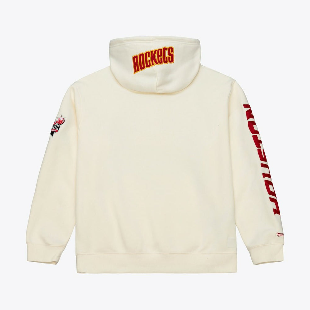 Mitchell & Ness Houston Rockets Hardwood Classics Chainstitch Premium Fleece Hoodie Cream