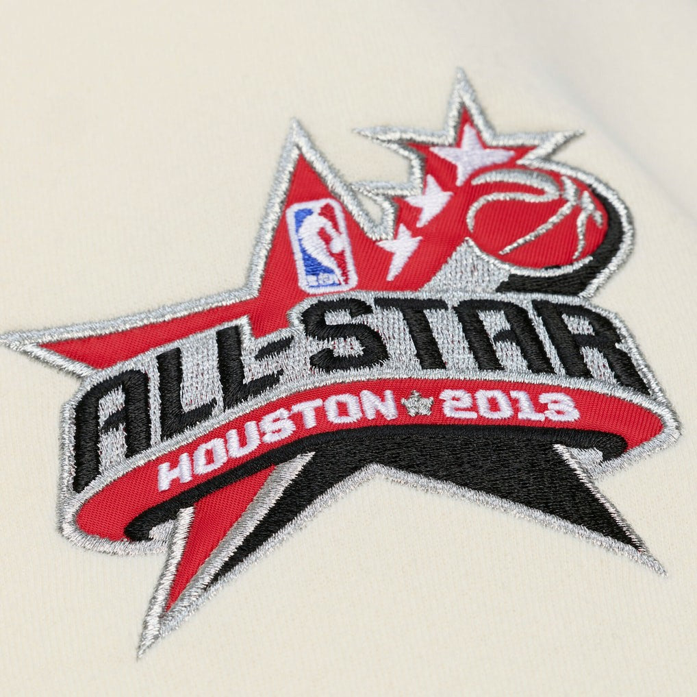 Mitchell & Ness Houston Rockets Hardwood Classics Chainstitch Premium Fleece Hoodie Cream