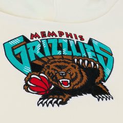 Mitchell & Ness Memphis Grizzlies Hardwood Classics Chainstitch Premium Fleece Hoodie Cream