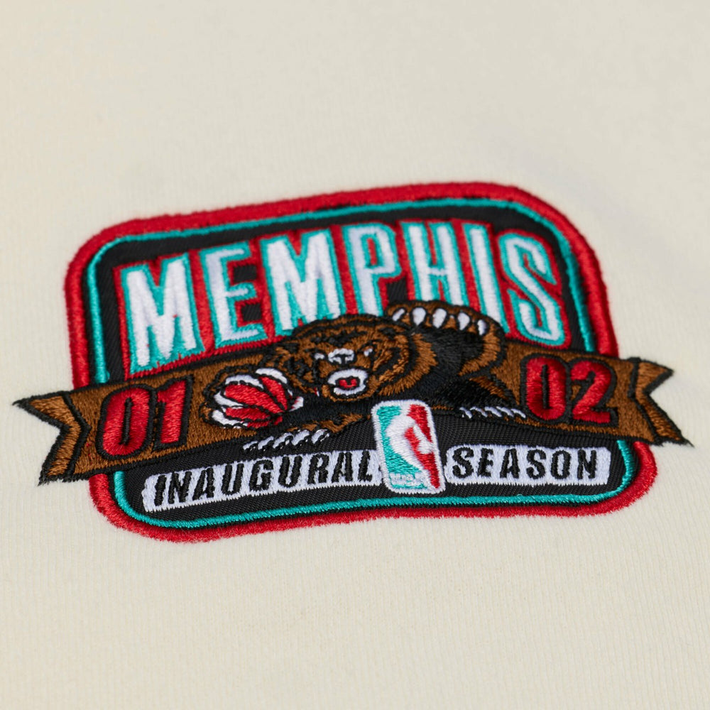 Mitchell & Ness Memphis Grizzlies Hardwood Classics Chainstitch Premium Fleece Hoodie Cream