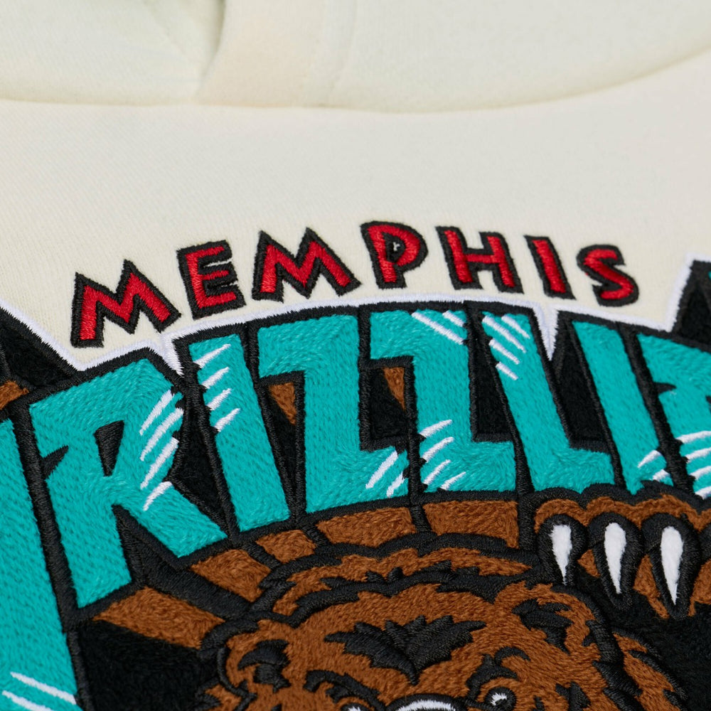 Mitchell & Ness Memphis Grizzlies Hardwood Classics Chainstitch Premium Fleece Hoodie Cream