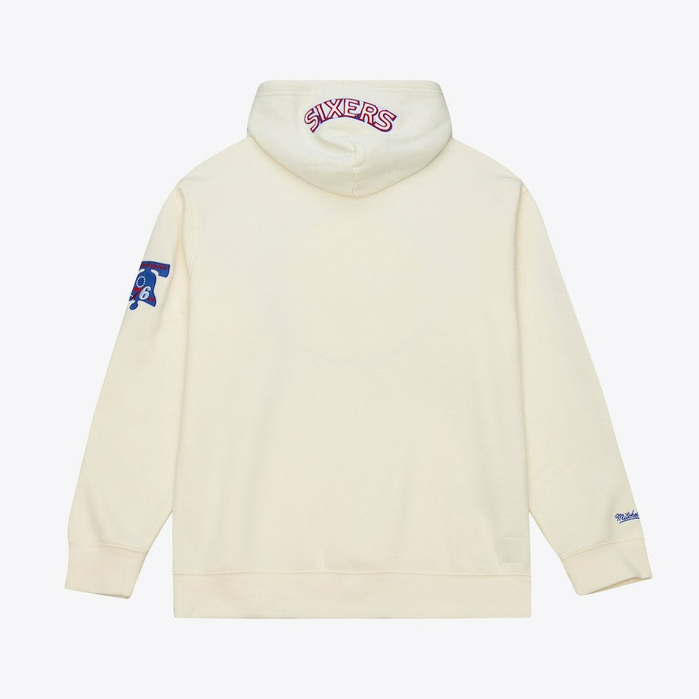 Mitchell & Ness Philadelphia 76ers Hardwood Classics Chainstitch Premium Fleece Hoodie Cream