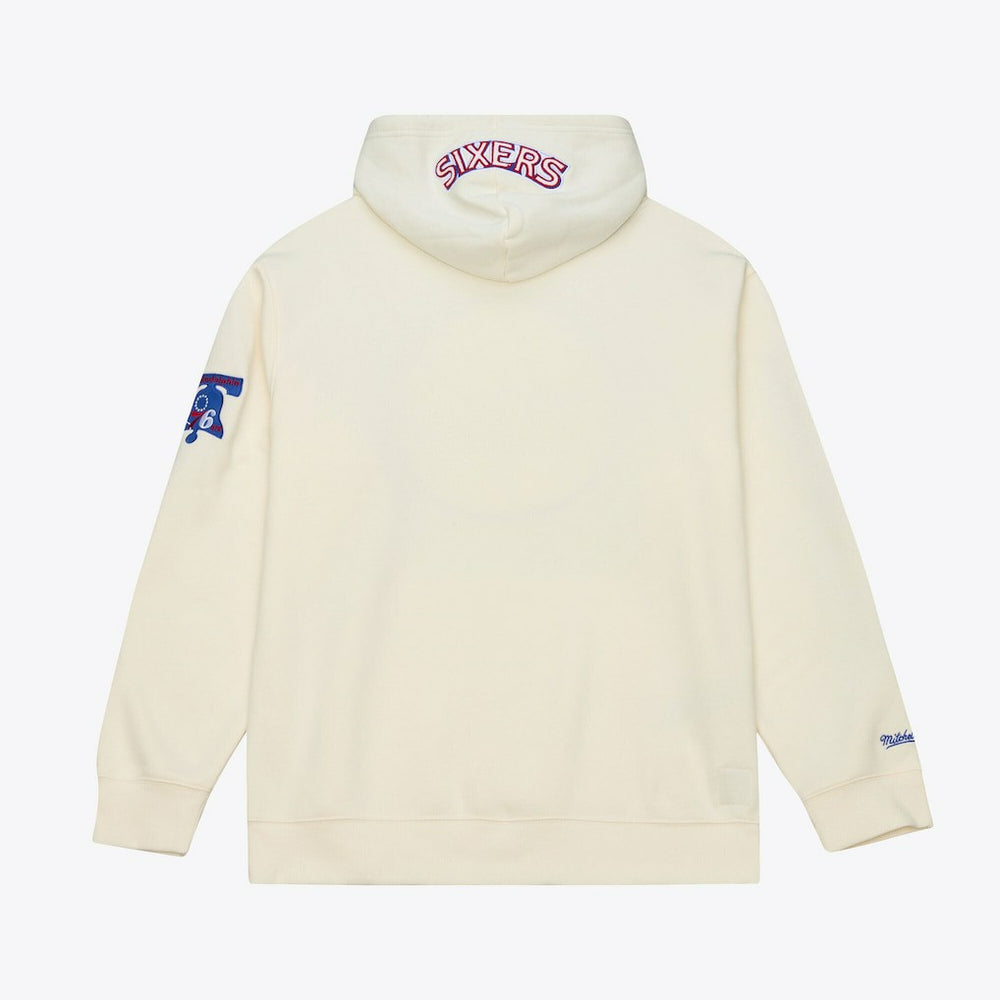 Mitchell & Ness Philadelphia 76ers Hardwood Classics Chainstitch Premium Fleece Hoodie Cream