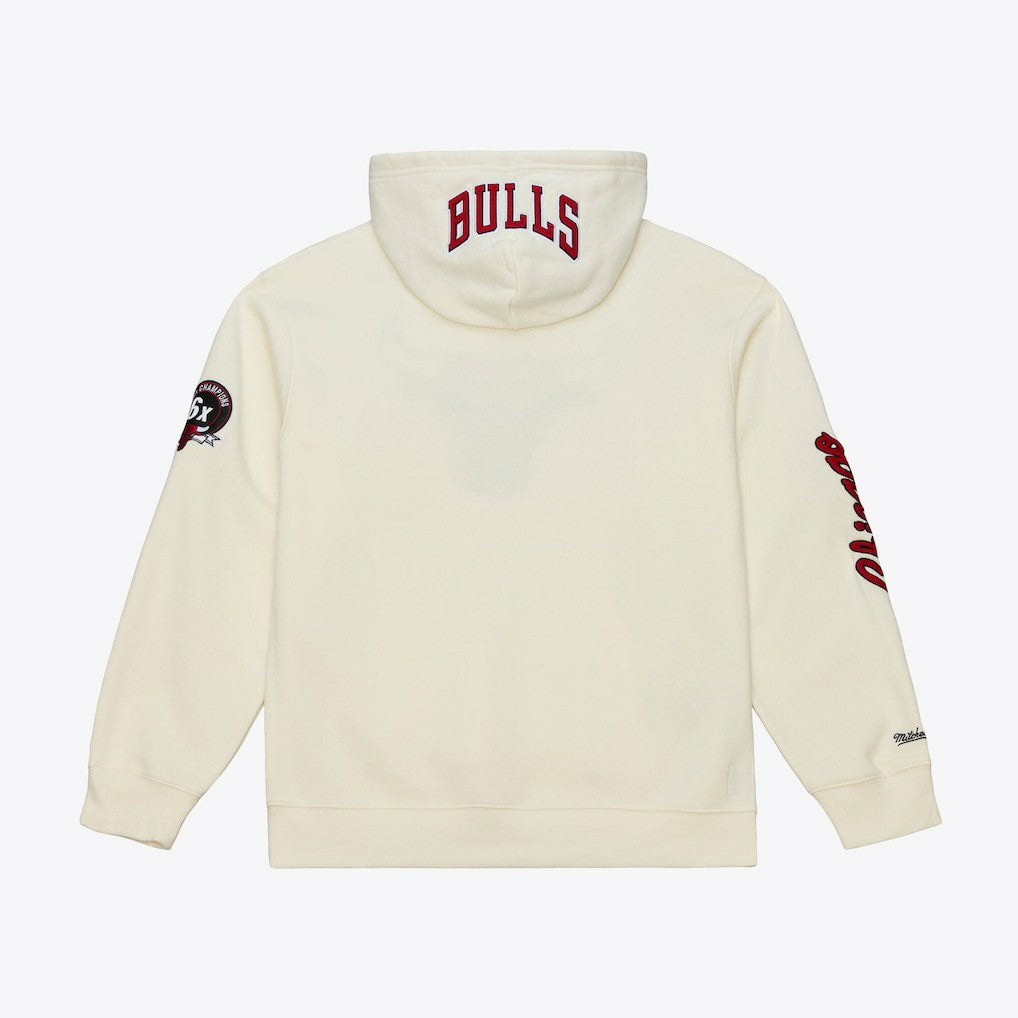 Mitchell & Ness Chicago Bulls Hardwood Classics Chainstitch Premium Fleece Hoodie Cream