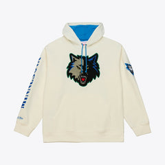 Mitchell & Ness Minnesota Timberwolves Hardwood Classics Chainstitch Premium Fleece Hoodie Cream