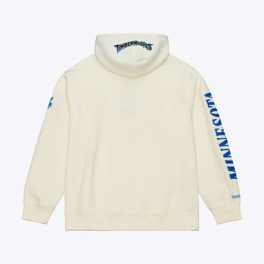 Mitchell & Ness Minnesota Timberwolves Hardwood Classics Chainstitch Premium Fleece Hoodie Cream
