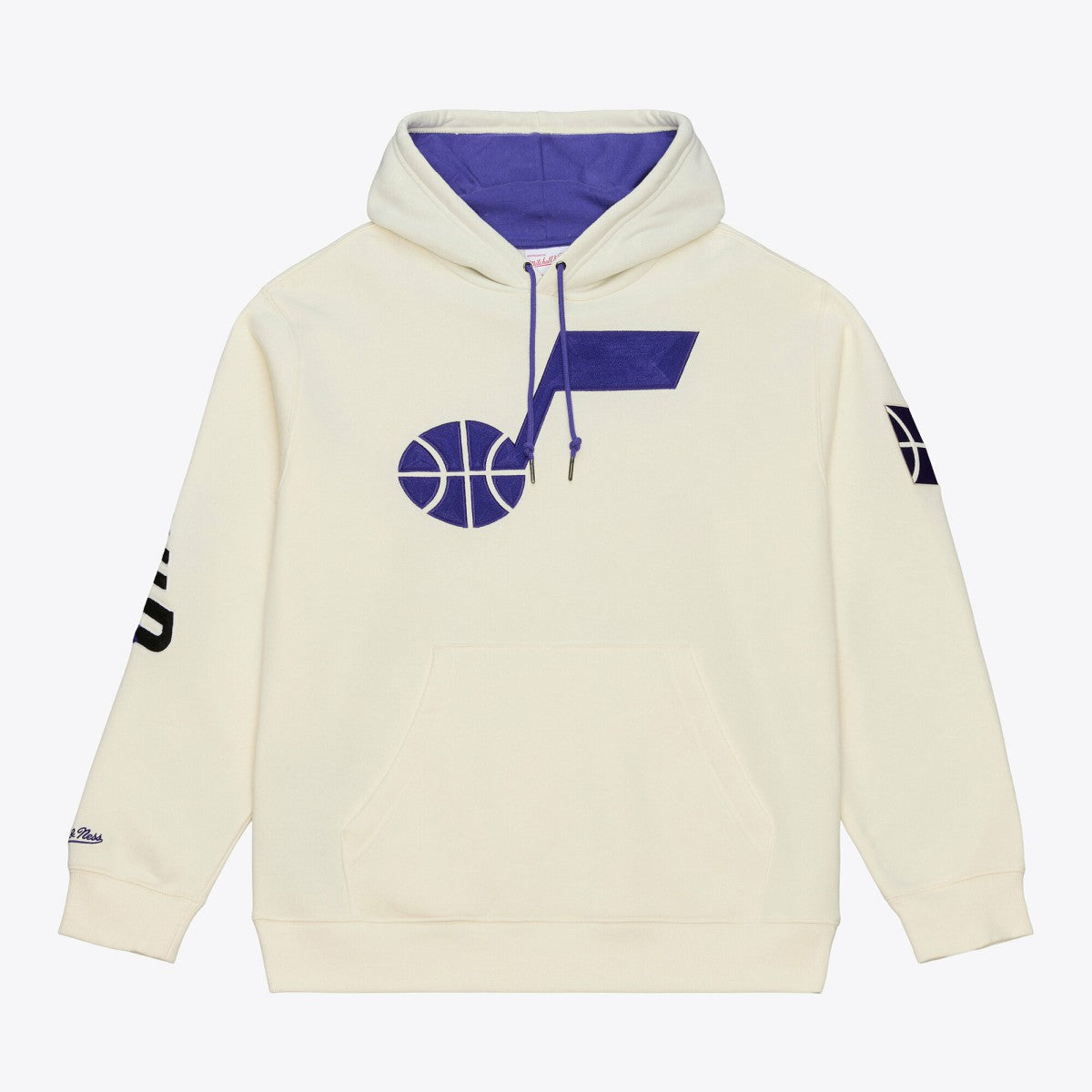 Mitchell & Ness Utah Jazz Hardwood Classics Chainstitch Premium Fleece Hoodie Cream