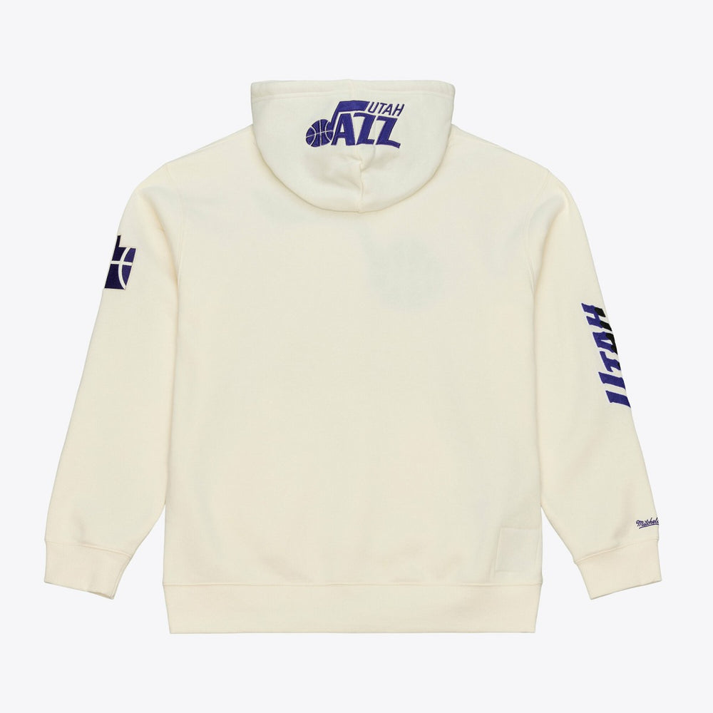 Mitchell & Ness Utah Jazz Hardwood Classics Chainstitch Premium Fleece Hoodie Cream
