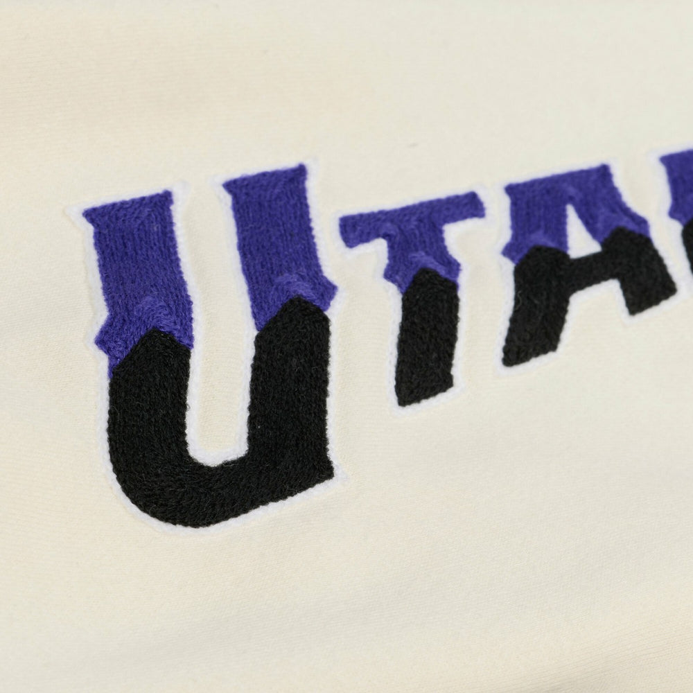 Mitchell & Ness Utah Jazz Hardwood Classics Chainstitch Premium Fleece Hoodie Cream