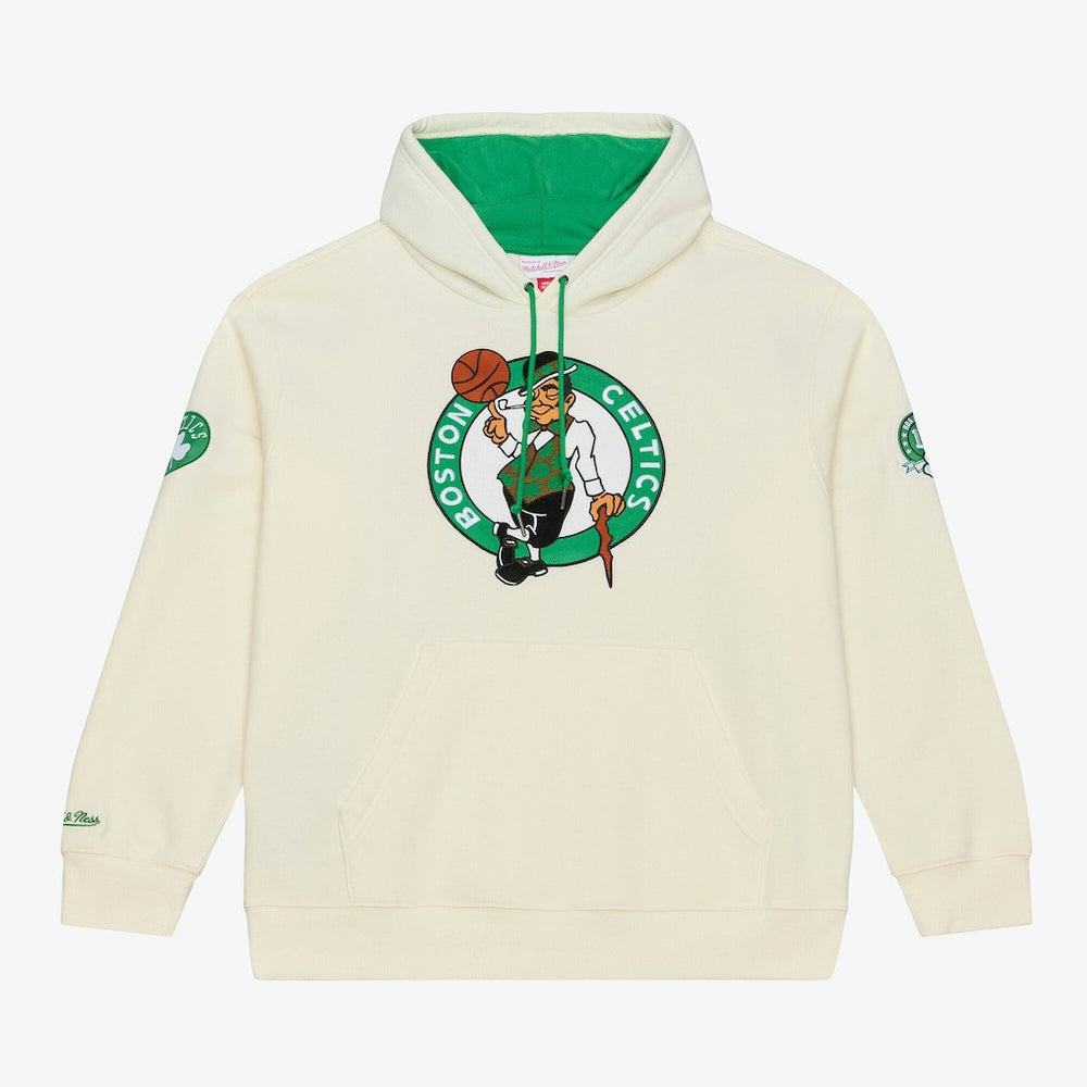 Mitchell & Ness Boston Celtics Hardwood Classics Chainstitch Premium Fleece Hoodie Cream