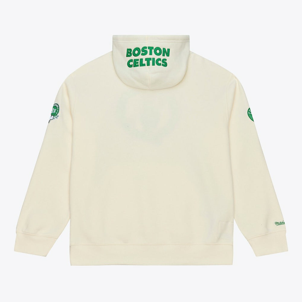 Mitchell & Ness Boston Celtics Hardwood Classics Chainstitch Premium Fleece Hoodie Cream
