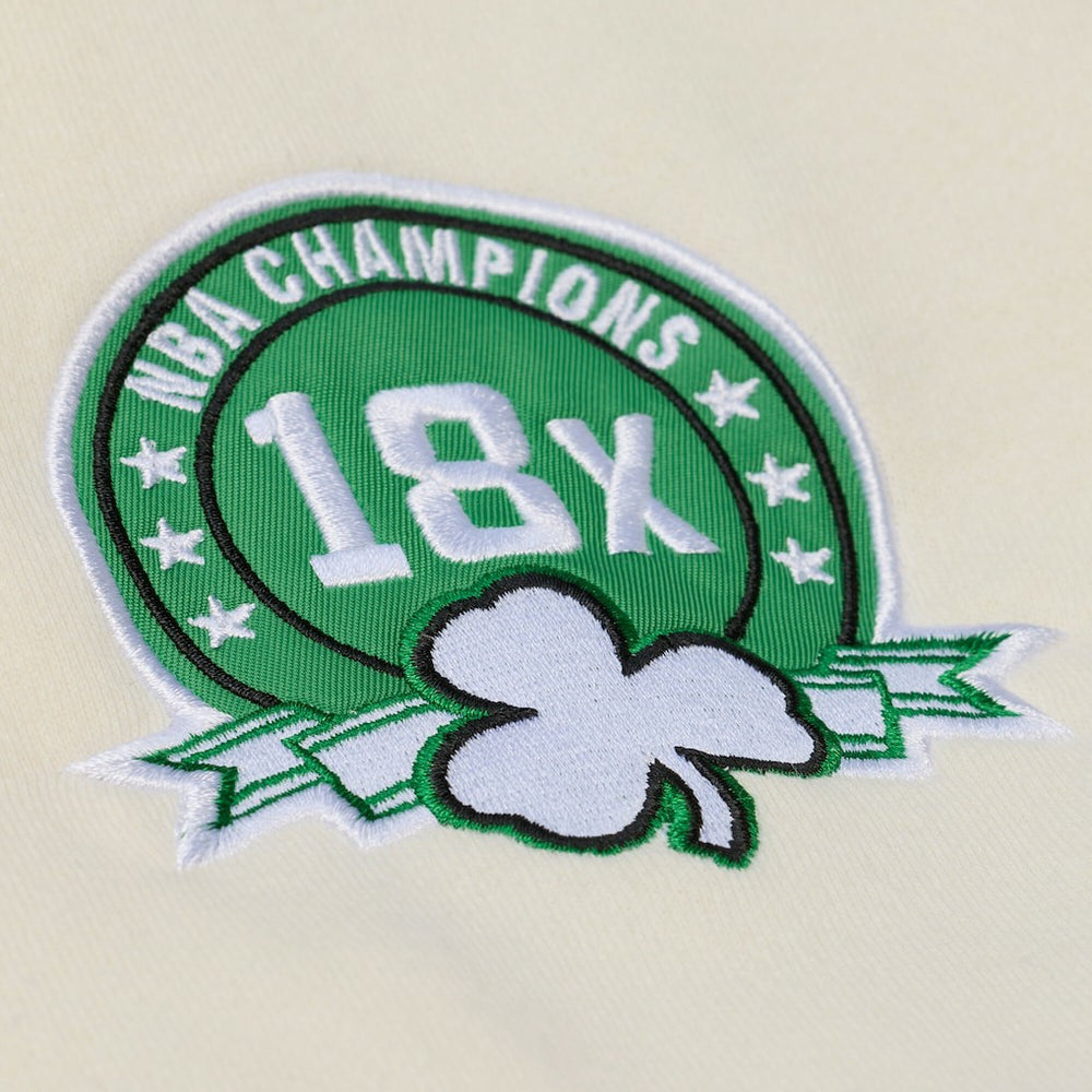 Mitchell & Ness Boston Celtics Hardwood Classics Chainstitch Premium Fleece Hoodie Cream